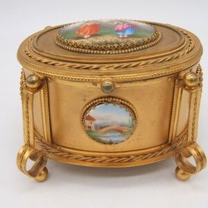 Guttin Bronze Porcelain Cameo Casket Box